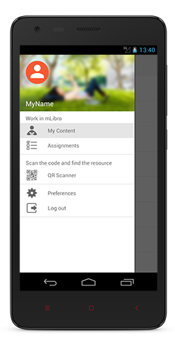 Screen from mLibro mobile app with account view