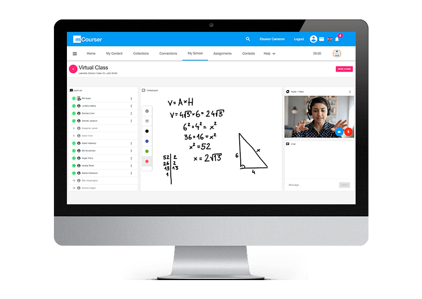 Virtual Classroom on mCourser platform